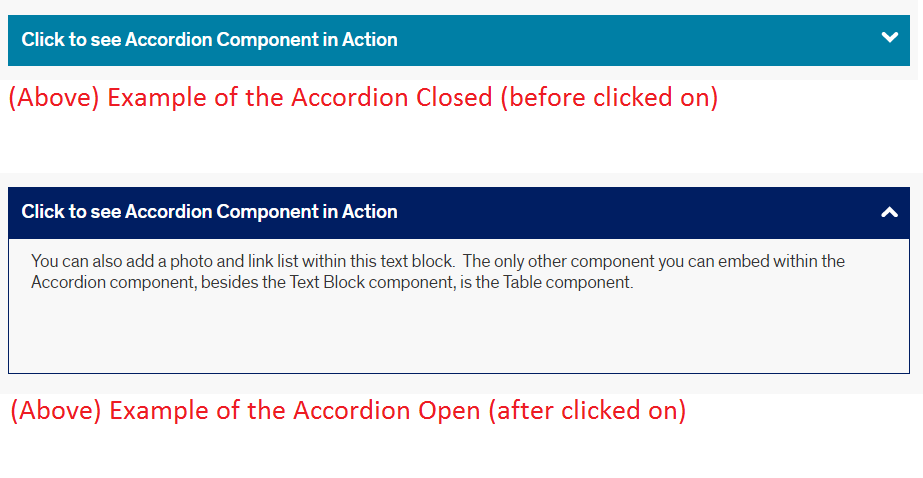 accordion component in red