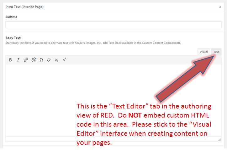 location of the text editor tab in red