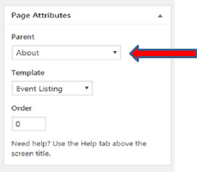 setting a parent page in red